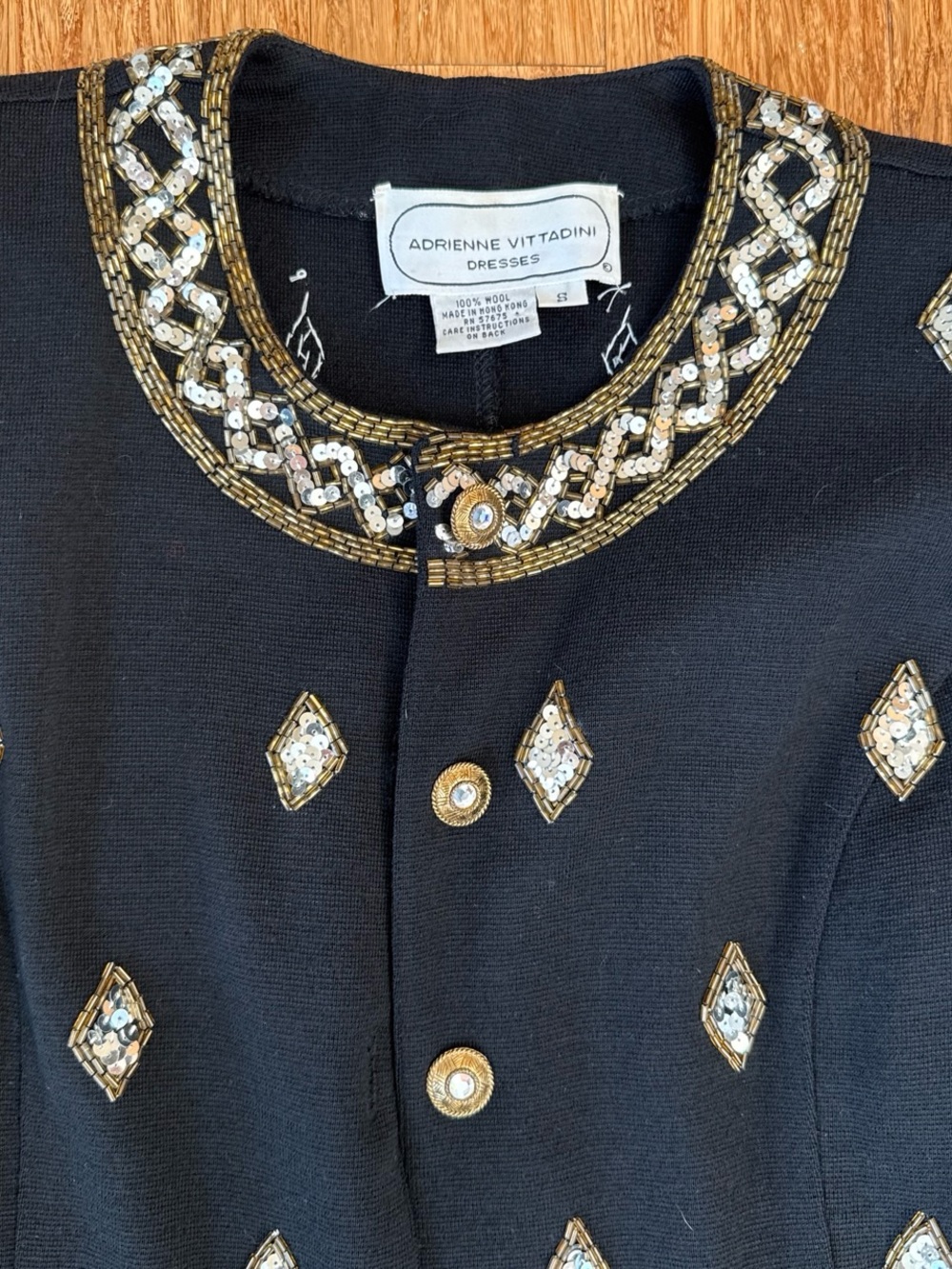 Adrienne Vittadini Black Blazer with Gold and Silver Embellishments - Picture 2 of 5